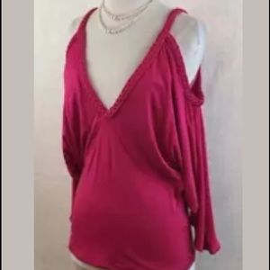 💕🍭🔥Sky Magenta Pink Cold Shoulder Blouse M